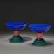 A VERY RARE PAIR OF IMPERIAL THREE-COLOR GLASS STEM BOWLS - photo 1