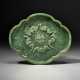 A SPINACH-GREEN JADE QUADRILOBED `WUFU` TRAY - фото 1