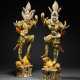 A PAIR OF LARGE SANCAI-GLAZED GUARDIAN FIGURES - фото 1