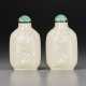 A PAIR OF CARVED WHITE JADE `WRAPPED QIN` SNUFF BOTTLES - Foto 1