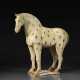 A LARGE AND RARE GREEN-SPLASHED STRAW-GLAZED POTTERY FIGURE OF A HORSE - фото 1