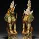 A PAIR OF LARGE SANCAI-GLAZED POTTERY FIGURES OF EARTH SPIRITS - photo 1