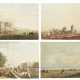 FOUR HAND COLORED AQUATINTS: A View of the Town Hall (1825); A View from the Esplanade Row from Chouringee Road (1824); A View of the Scotch Church from the Gate of Tank Square (1825); A View of the Tank Square from the West (1824) - Foto 1