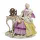 A MEISSEN PORCELAIN GROUP OF A WOMAN WITH A SPINNING WHEEL - фото 1