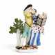 A MEISSEN PORCELAIN GROUP OF COLUMBINE AND SCARAMOUCHE WITH A BIRD CAGE - Foto 1