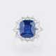 Vivid Blue Ceylon Saphir-Ring mit Diamant-Besatz. - photo 1