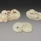 THREE WHITE JADE CARVINGS OF ANIMALS - photo 1