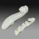 TWO SMALL WHITE JADE BELT HOOKS - фото 1