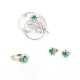 Smaragd-Diamant-Set: Brosche, Ohrstecker und Ring - photo 1