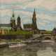 Kunze, Hans (1885 Königsberg-1975 Osnabrück) "Dresden mit Blick über die Elbe auf den Zwinger und das Schloß", Öl/ Platte, sign. u.r., rückseitig mit Widmung, 44x36 cm, Rahmen - фото 1