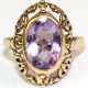 Ring, 585er GG, besetzt mit 1 oval facettiertem Amethysten in durchbrochener Fassung, Ges.-Gew. 2,93 g, RG 53 - фото 1