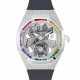 AUDEMARS PIGUET. A RARE AND BEAUTIFUL 18K WHITE GOLD, DIAMOND AND RAINBOW-COLOURED GEMSTONE-SET SKELETONISED TOURBILLON WRISTWATCH - фото 1