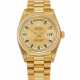 ROLEX. A RARE 18K GOLD, DIAMOND AND SAPPHIRE-SET AUTOMATIC WRISTWATCH WITH SWEEP CENTRE SECONDS, DAY, DATE AND BRACELET - фото 1