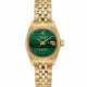 ROLEX. A LADY’S VERY RARE 18K GOLD AUTOMATIC WRISTWATCH WITH SWEEP CENTRE SECONDS, DATE, BRACELET AND MALACHITE DIAL - фото 1