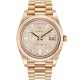 ROLEX. A RARE 18K PINK GOLD AND DIAMOND-SET AUTOMATIC WRISTWATCH WITH SWEEP CENTRE SECONDS, DAY, DATE AND BRACELET - фото 1