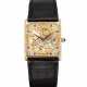 AUDEMARS PIGUET. AN 18K GOLD, DIAMOND AND SAPPHIRE-SET SKELETONISED SQUARE WRISTWATCH - фото 1