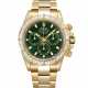 ROLEX. A RARE 18K GOLD AND BAGUETTE-CUT DIAMOND-SET AUTOMATIC CHRONOGRAPH WRISTWATCH WITH BRACELET AND GREEN DIAL - photo 1