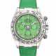 ROLEX. AN ATTRACTIVE 18K WHITE GOLD AUTOMATIC CHRONOGRAPH WRISTWATCH WITH GREEN CHRYSOPRASE DIAL - фото 1