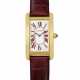 CARTIER. A VERY RARE AND ATTRACTIVE 18K GOLD LIMITED EDITION WRISTWATCH WITH BURGUNDY ROMAN NUMERALS, MADE FOR THE ITALIAN MARKET - photo 1