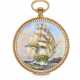 AUDEMARS PIGUET. AN 18K GOLD POCKET WATCH WITH ENAMEL DEPICTING A BOAT BY NI.GI.BARNA - photo 1