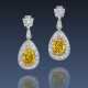 THE ORIENTAL SUNRISEA MAGNIFICENT PAIR OF COLOURED DIAMOND AND DIAMOND EARRINGS - photo 1