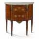 A LOUIS XVI ORMOLU-MOUNTED TULIPWOOD AND AMARANTH DEMI-LUNE COMMODE - Foto 1