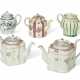 A GROUP OF FIVE ENGLISH CERAMIC TEAPOTS - фото 1