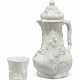 A CHELSEA (TRIANGLE PERIOD) WHITE 'TEAPLANT' BALUSTER COFFEE-POT AND DOMED COVER - photo 1