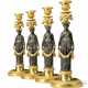 A SET OF FOUR CONSULAT ORMOLU-MOUNTED PATINATED-BRONZE CANDLESTICKS - фото 1