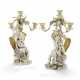 A PAIR OF VICTORIAN PARCEL-GILT SILVER-PLATED THREE-LIGHT CANDELABRA - фото 1