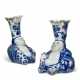 A PAIR OF DUTCH DELFT BLUE AND WHITE MODELS OF BUDDHAS - photo 1