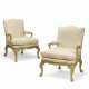 A PAIR OF GEORGE II STYLE CARVED GILTWOOD LIBRARY CHAIRS - photo 1