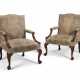 A PAIR OF GEORGE II MAHOGANY LIBRARY ARMCHAIRS - photo 1