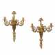 A PAIR OF RESTAURATION ORMOLU AND PATINATED-BRONZE THREE-BRANCH WALL-LIGHTS - photo 1