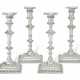 A SUITE OF FOUR GEORGE III SILVER CANDLESTICKS - фото 1