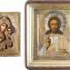 ZWEI IKONEN MIT SILBER-OKLAD: CHRISTUS PANTOKRATOR UND GOTTESMUTTER TICHWINSKAJA - фото 1