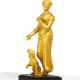 France. BRONZE LADY IN ANTIQUISED GARMENTS WITH DOG AS ALLEGORY OF LOYALTY - photo 1