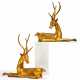 PAIR OF LYING METAL STAGS AS TEMPLE SCULPTURES - photo 1