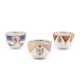 Meissen. THREE PORCELAIN TEA BOWLS WITH VARIOUS HOUSE PAINTING DECORATIONS - photo 1