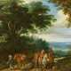 Antwerpener Schule, 17th century. Two Riders and Three Farmers by foot on the Way in front of a Wide Landscape - photo 1