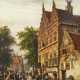 Cornelis Springer. The Town Hall Street in Naarden with Market - фото 1