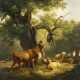 Friedrich Voltz. Shepherd with bull and sheep under a large oak tree - photo 1