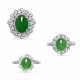 NO RESERVE – GROUP OF JADEITE AND DIAMOND RINGS - photo 1