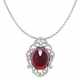 NO RESERVE – TOURMALINE, COLOURED DIAMOND AND COLOURED SAPPHIRE PENDENT NECKLACE - Foto 1