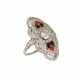 White gold ring with diamonds and enamel in Art Deco style. 20th century. - Foto 1