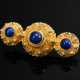 Gelbgold 585 Trachtennadel mit Lapislazuli Cabochons in granulierter Fassung, 3,5g, 3,2x1,2cm, min. best. - photo 1