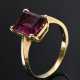 Gelbgold 750 Ring mit violett-rotem Rhodolith Granat (ca. 2.5ct) im Baguette Schliff, 3,2g, Gr. 54 - Foto 1