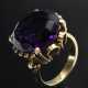 Hochaufgesetzter Gelbgold 585 Ring mit rund facettiertem Amethyst (ca. 12.9ct), Handarbeit um 1950, 11,2g, Gr. 54 - photo 1