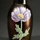 Jugendstil Vase in ovoider Form mit kurzem Hals, Emaillebemalung "Blume" in seladongrün und zartviolett auf irisierendem Glas, sign.: BK, Boden sign.: v. Poschinger, num.: 150/112, um 1910, H. 17cm - photo 1