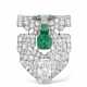 CARTIER ART DECO DIAMOND AND EMERALD CLIP-BROOCH - photo 1